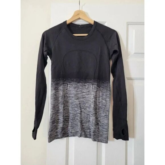 Lululemon Swiftly Speed Long Sleeve Shirt Black Ombré Size 6 - Picture 1 of 5
